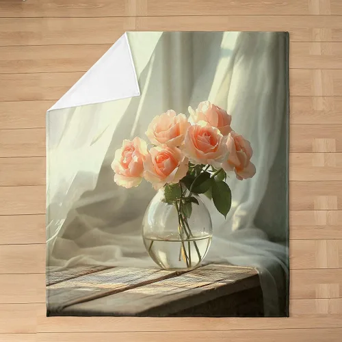 Miniatura 5 de Erosebridal Roses Throw Blanket 40x50 Inch Sofa Bed Couch Decor,Oil Painting Rose Fleece Blanket,Spring Natural Theme Flannel Blankets Luxury