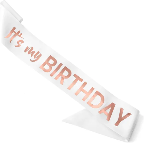 Miniatura 7 de CORRURE Banda «It's My Birthday» con lámina dorada, banda de cumpleaños negra satinada suave para mujeres, suministros de fiesta y decoraciones
