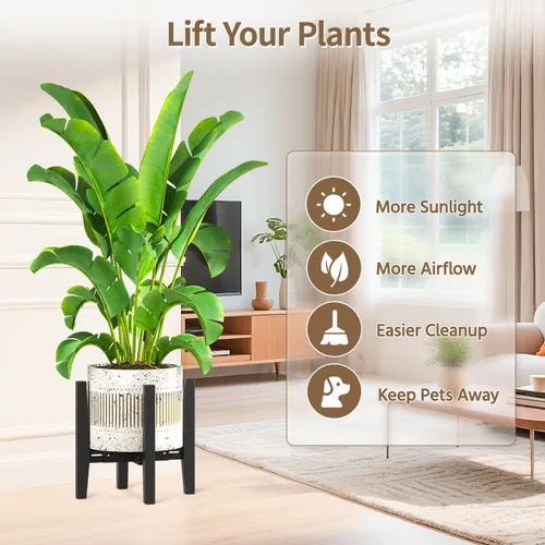 Miniatura 6 de LASZOLA Soporte de Plantas de Bambú Ajustable para Macetas Individuales Grandes de Interior, Soporte de Helechos de Suelo Resistente que se Ajusta a