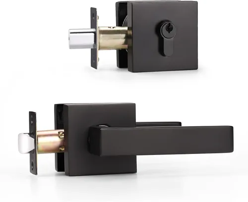 Miniatura 8 de KNOBWELL - Pomo resistente para puertas exteriores con cerradura de seguridad de doble llave y cuadrada; juego de picaportes para puertas