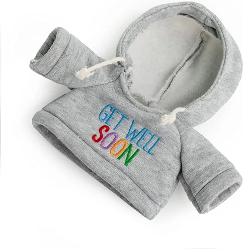 Miniatura 7 de Ganz Oso de peluche Get Well Soon de 9 pulgadas con capucha gris, regalo para niños y mujeres (animal de peluche de nariz bronceada)