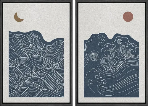 Miniatura 36 de IDEA4WALL - Set de lienzos enmarcados para pared, diseño tropical, selva, hoja de plátano, guepardo rosa, gato, naturaleza, desierto, arte digital