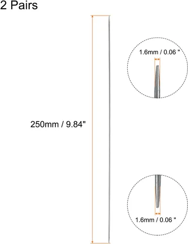 Miniatura 2 de uxcell Juego de 2 pares de agujas de tejer, 0.063 pulgadas de diámetro, 9.84 pulgadas de largo, acero inoxidable, agujas de suéter de doble punta