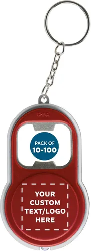 Miniatura 17 de DISCOUNT PROMOS Abrebotellas personalizado y llaveros LED, juego de 10/50/100, paquete personalizado a granel, perfecto para ferias, recuerdos