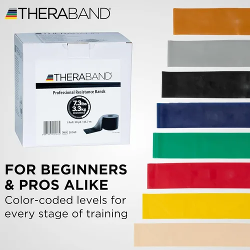 Miniatura 7 de THERABAND Resistance Band, 50-Yard Roll, Latex Elastic Band for Exercise, Stretching, Physical Therapy, Yoga, Pilates, Home Workouts, Cut-to-Length