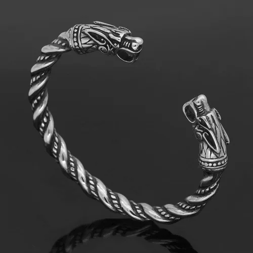 Miniatura 2 de Sisadodo Pulsera de cabeza de lobo de dragón para hombres y niños, regalo de Navidad, brazalete pagano, pulsera celta vikinga, anillos de brazo