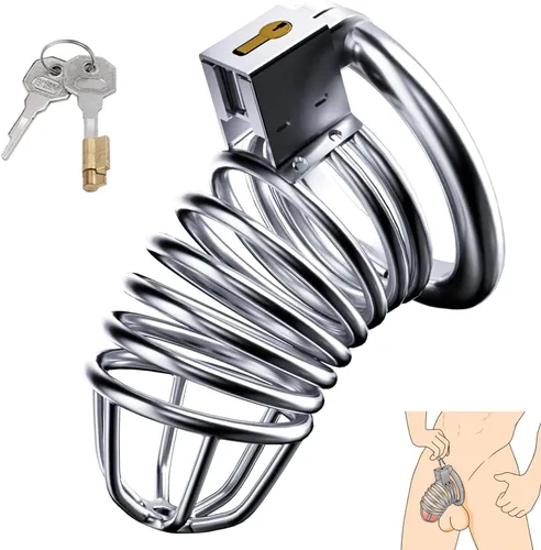 Jaula para el pene con dispositivos de castidad masculina, juguete sexual con jaula de castidad cerrada, jaula de castidad de metal grande con