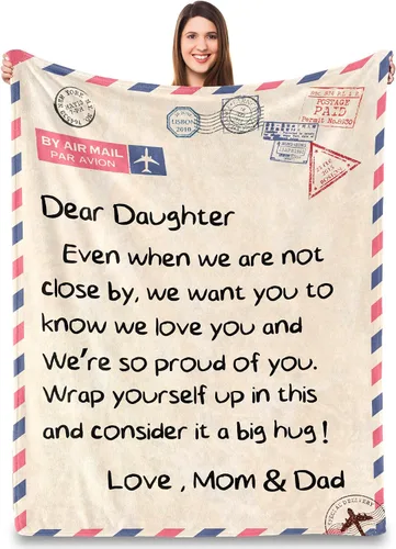 Miniatura 24 de UFOORO Manta para hija, manta de forro polar suave con diseño de oso abrazo de oso, regalo sincero de padre a hija, el mejor regalo para hijas