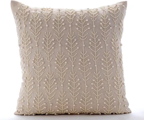 Miniatura 10 de HomeCentric Funda de almohada geométrica beige, 12 x 12 pulgadas, cuadrado de lino y algodón, círculos contemporáneos de Pascua, círculo de la vida