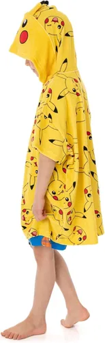Miniatura 5 de Pokemon Poncho de toalla para niños Toalla de baño de anime amarilla con orejas 3D Traje de baño estampado Pikachu, Amarillo