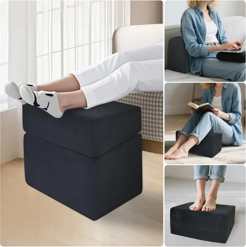 Miniatura 5 de Reposapiés ajustable para debajo del escritorio en el trabajo, taburete ergonómico 3 en 1 con conexión de cremallera, altura ajustable de 6.3