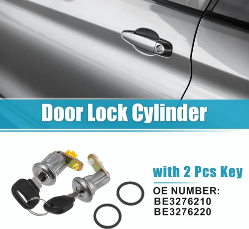 Miniatura 2 de ACROPIX Cilindro de cerradura de puerta de repuesto para Mazda B2200 - Paquete de 4 unidades, tono plateado, negro