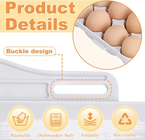 Miniatura 4 de PhantomSky Soporte para huevos al aire libre de gran capacidad, contenedor de almacenamiento de huevos frescos de plástico para refrigerador, #4-015