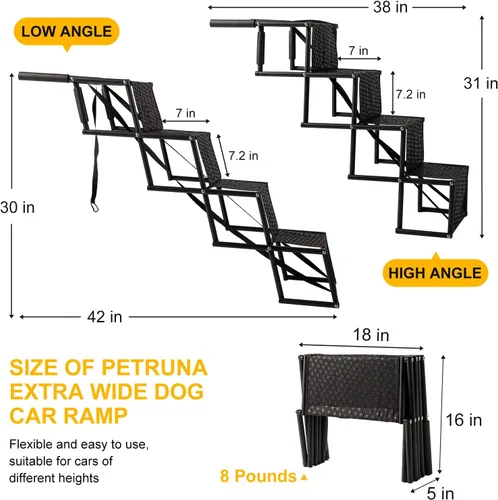 Miniatura 4 de Escaleras para perros para automóvil, rampas plegables para perros con superficie antideslizante para perros grandes, escalones portátiles