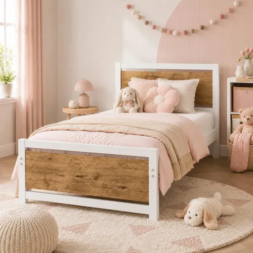 Miniatura 11 de Catrimown - Bases de cama individuales con cabecero, base de cama metálica de tamaño individual con fuerte soporte de listones de acero, cama