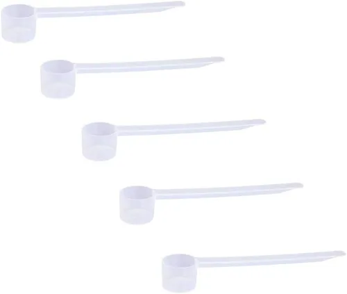 Miniatura 32 de Conjunto de 5 cucharas medidoras de plástico, 6 cucharadas (90 cc 3/8 taza 3 oz. 90 mL) con mango largo para polvos, gránulos, café, comida