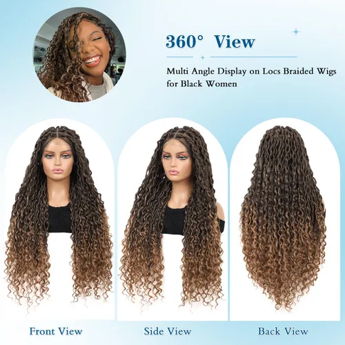 Miniatura 7 de Pelucas trenzadas de imitación sin nudos para mujer, peluca trenzada de encaje frontal, peluca trenzada con cabello de bebé, pelucas trenzadas