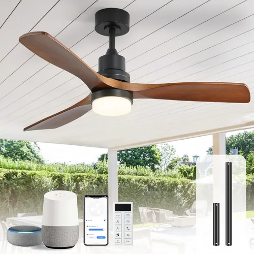 Miniatura 32 de Sofucor Ventiladores de techo de 52 pulgadas, sin luz, ventilador de techo para exteriores con control remoto, motor CC reversible de 3 cuchillas