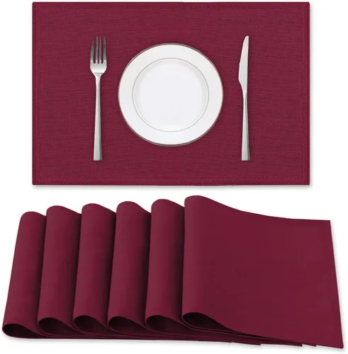 Miniatura 21 de H.VERSAILTEX Juego de 4 manteles individuales de lino de alta calidad para mesa de comedor, a prueba de derrames, impermeables, resistentes al