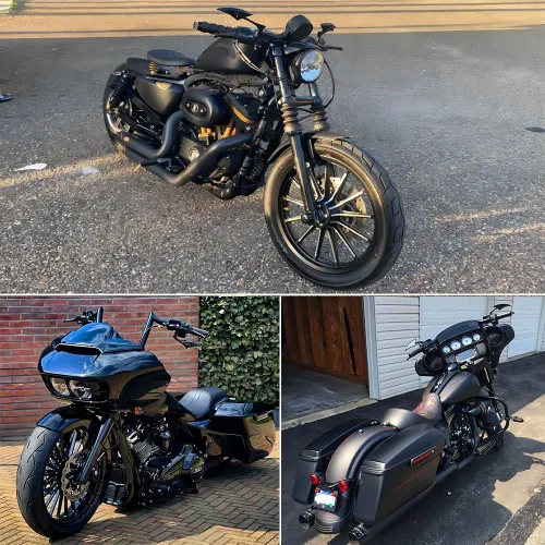 Miniatura 6 de DREAMIZER Espejos Retrovisores Laterales Universales de Hoja para Motocicleta Negro Brillante Compatibles con Harley Street Bike Scooter Chopper