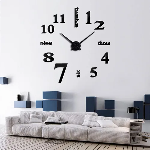 Miniatura 2 de Relojes de pared grandes 3D DIY para decoración de sala de estar, calcomanías de reloj de pared, sin marco, superficie de espejo, calcomanía