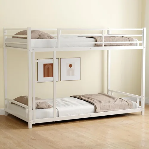 Miniatura 3 de Anwick Litera de tamaño individual sobre individual, marco de cama de metal resistente para niños, niñas, adolescentes y adultos, 2 escaleras Negro 1