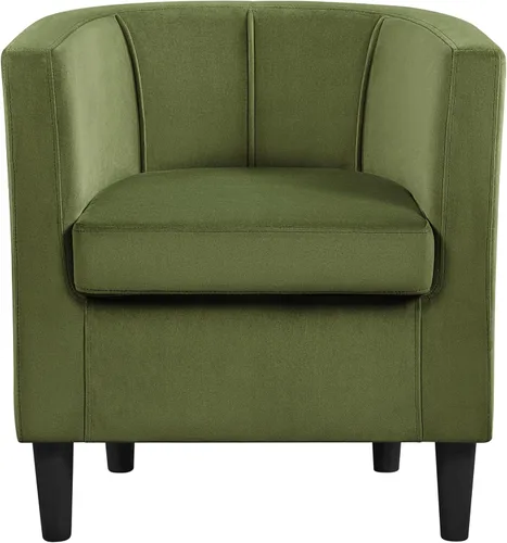 Miniatura 11 de Topeakmart Silla de club de terciopelo, estilo elegante, sillón tapizado para sala de estar, recepción, dormitorio, gris