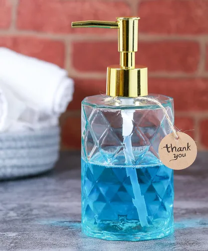 Miniatura 7 de Dispensador de jabón de vidrio de 12 onzas para cocina, dispensador de jabón de manos para baño con bomba a prueba de óxido, dispensador de loción