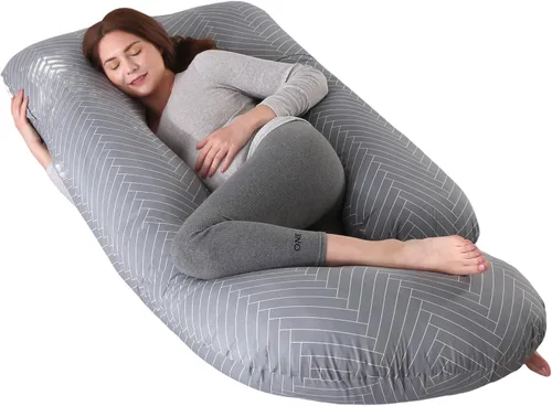Miniatura 19 de ALLOPERA Almohada de embarazo de 57 pulgadas para dormir, almohada de apoyo de cuerpo completo con funda extraíble lavable para comodidad