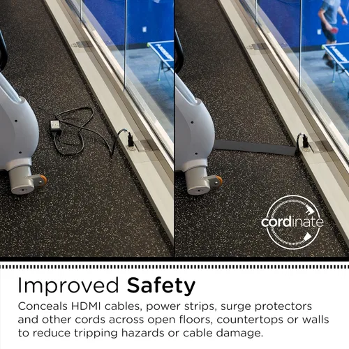 Miniatura 3 de Cordinate - Cubierta de cable de piso de 6 pies, protector de cable, oculta cables de extensión, protege cables, previene caídas de cables