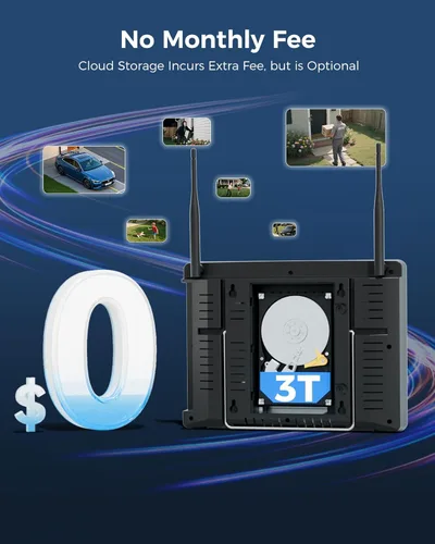 Miniatura 4 de Hiseeu - Sistema de seguridad, ampliable a 16 canales, WiFi Pro 2.4G y 5G, NVR 4K, monitor LCD de 12 pulgadas, cámaras tipo bala, 5 MB, grabación