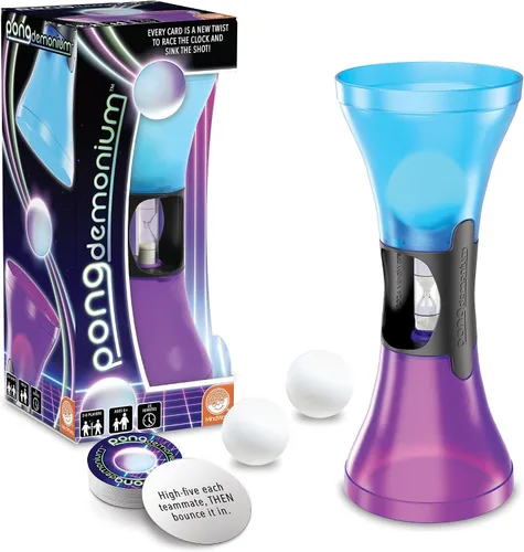 MindWare Juego de fiesta Pongdemonium – Desafío de acción de ritmo rápido con temporizador, pelota rebotante y 55 cartas – Divertido juego estilo