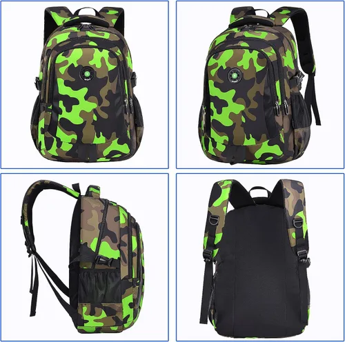 Miniatura 4 de Juego de mochila de camuflaje con bolsa de almuerzo, ligera, impermeable, mochila escolar para niños y niñas