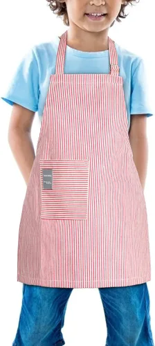 Miniatura 2 de TeddSnow Delantal de algodón ajustable con bolsillo, para niños de 2 a 5 años, para niños y niñas