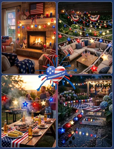Miniatura 5 de Tira de luces de estrellas rojas, blancas y azules, 8.5 pies, luces de decoración del 4 de julio con 10 luces rojas, blancas y azules, tira de luces
