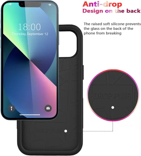 Miniatura 4 de Diverbox - Funda para iPhone 13 a prueba de golpes, caídas y polvo, funda de protección resistente para iPhone 13 de Apple, color negro