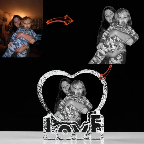 Miniatura 7 de Marco de fotos de cristal con tu propia foto y texto grabado, diseño de amor personalizado en forma de corazón, regalo de mesa, regalos de cristal