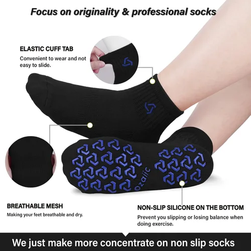 Miniatura 3 de Ozaiic Calcetines de agarre antideslizantes para yoga hogar entrenamiento barra pura pilates hospital calcetines de cojín ideales para hombres