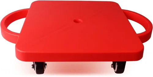 GSE Games & Sports Expert Gym Floor Scooter Board with Handles, Sitting Scooter for Kids Indoor Play Equipment, Fun Scoot Board with Non-Marring Rojo