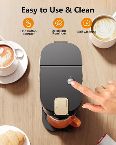 Miniatura 6 de Tastyle Cafetera de Una Sola Porción de Una Taza, para Cápsulas K y Café Molido, Mini Cafetera con Mango Portátil, Tamaño de Preparación de 6 a 12