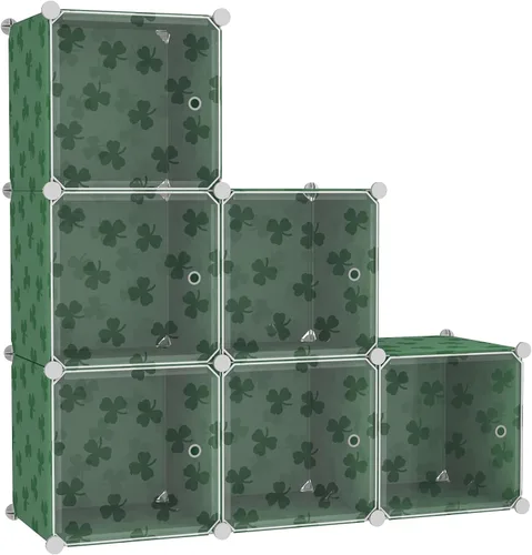 Miniatura 18 de C&AHOME Organizador de almacenamiento en cubos con puertas, estantes de 6 cubos, estantería modular de plástico DIY, estantería de almacenamiento