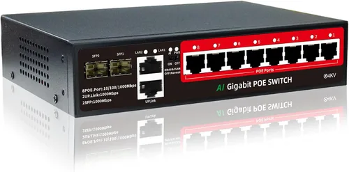Miniatura 11 de Conmutador PoE, Conmutador PoE+ Gigabit de 5 Puertos, Conmutador Ethernet Gigabit Administrado en la Nube, 4 Puertos PoE @52W, 1 Puerto de Enlace