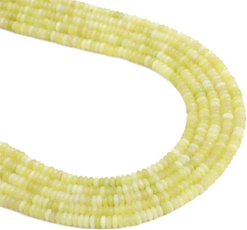 Miniatura 55 de BEADIA Cuentas Espaciadoras de Jade Amarillo Natural en Forma de Tapa, Cuentas Semipreciosas Sueltas para Hacer Joyas con Encuadernación, 4mmx2mm