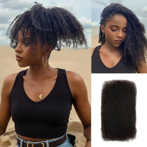 Miniatura 9 de FASHION IDOL Afro Kinkys - Cabello humano a granel para extensiones de rastas, reparación de Loc, trenzado, giro apretado, cabello humano afro