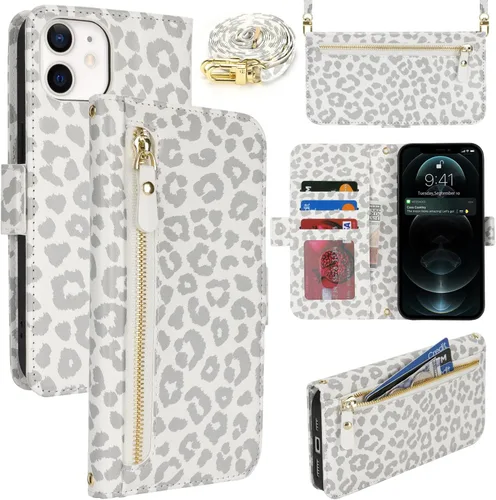 Miniatura 48 de Lipvina Funda tipo cartera para iPhone 12 Pro Max / 13 Pro Max para mujeres, bolsillo con cremallera, funda de teléfono de cuero PU con soporte