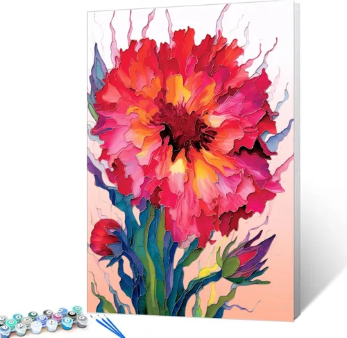 Miniatura 19 de Pintura al óleo DIY pintar por números para adultos principiante flores amarillas pintura por números antiestrés pintura digital al óleo, pintura