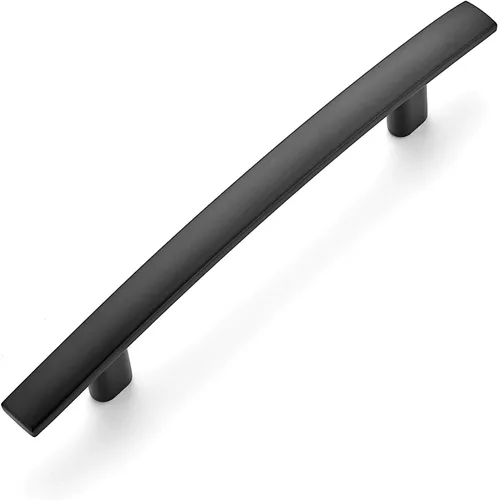 Miniatura 25 de Ravinte Paquete de 25 tiradores curvados de 1-3/4 pulgadas para gabinete, color negro mate, manijas de armario de cocina, manijas de gabinete