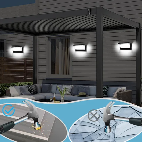 Miniatura 5 de Luces de porche al aire libre de 6000K, luz de pared LED de 18W 1800LM, accesorios de exterior modernos antioxidantes y resistentes al agua IP65