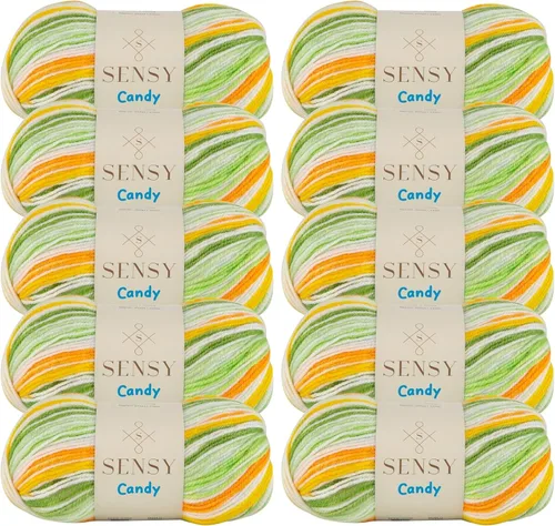 Miniatura 11 de Sensy Candy Yarn - Hilo de 5 madejas, 3.5 onzas, 251 yardas, multicolor para ganchillo y tejido, calibre ligero 3