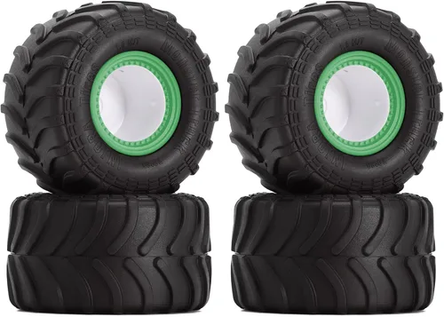 INJORA Juego de neumáticos de rueda de camión monstruo a control remoto, 2.756 x 1.496 in para 1/24 RC Crawler Car Axial SCX24 Bronco Gladiator C10